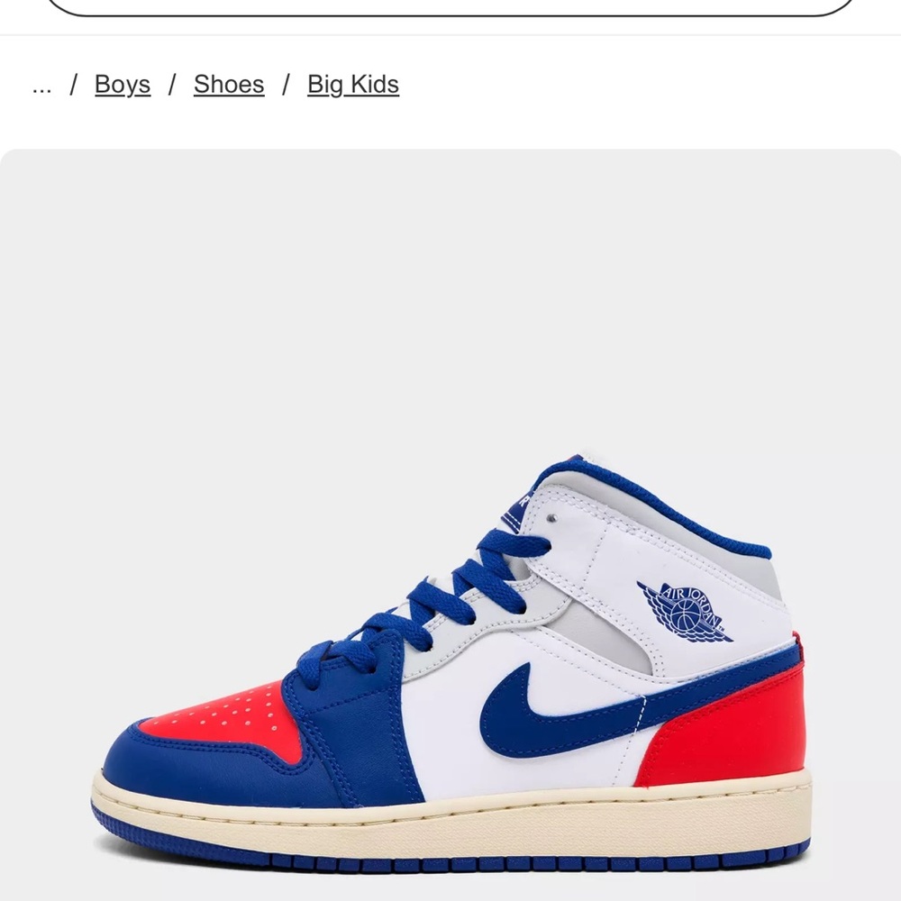 BIG KIDS' AIR JORDAN RETRO 1 MID CASUAL SHOES